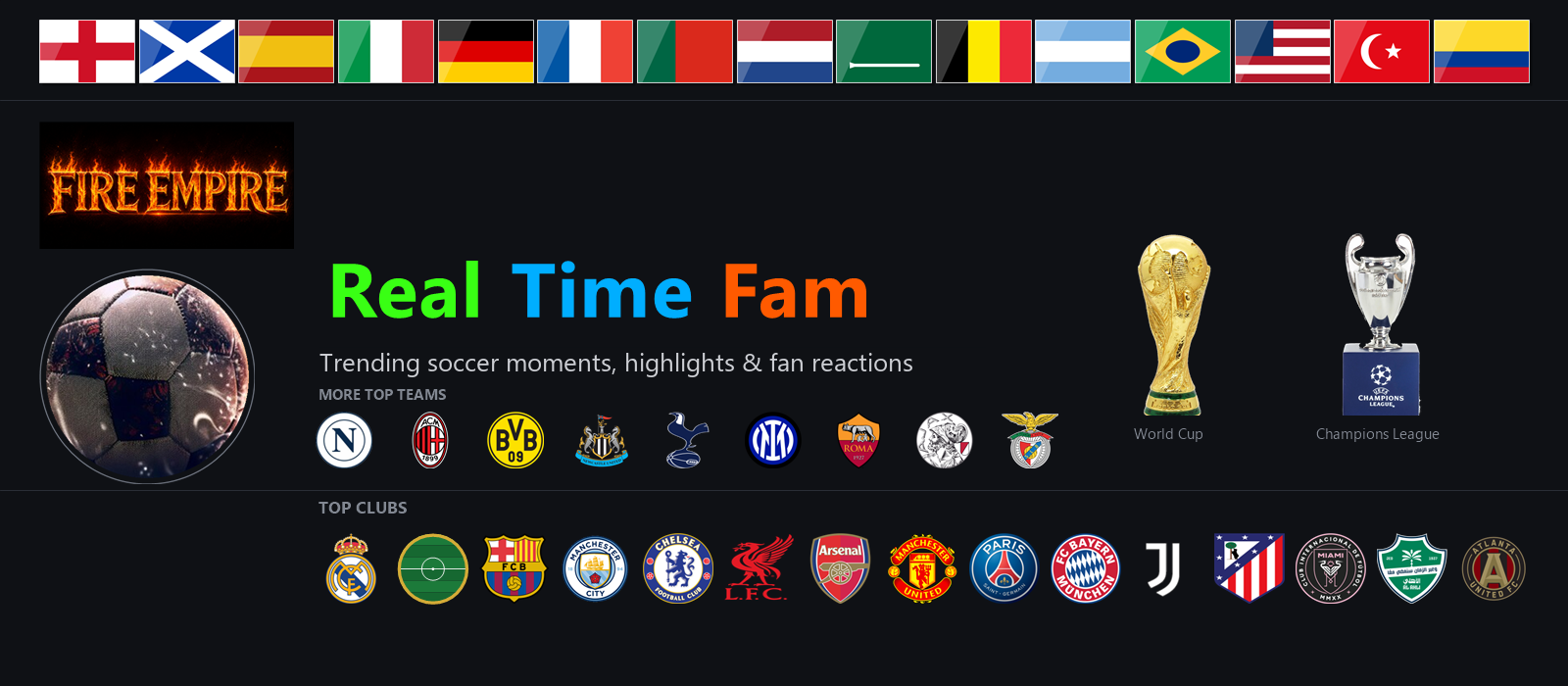 RealTimeFam — live soccer transfer news, scores and tables worldwide
