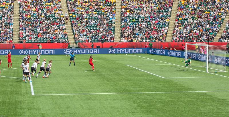 A player taking a penalty kick