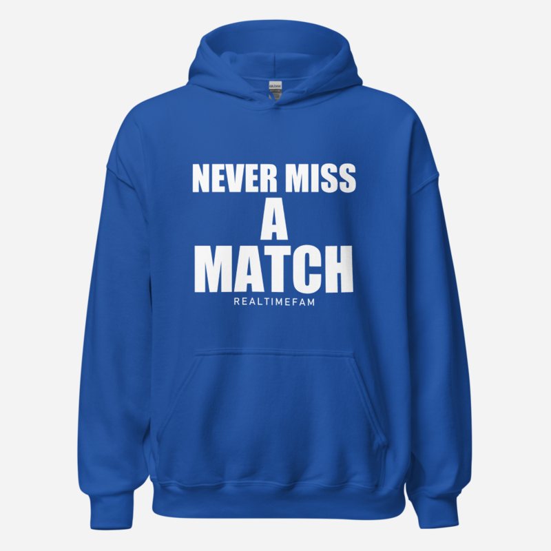 RealTimeFam Never Miss A Match Hoodie in Royal