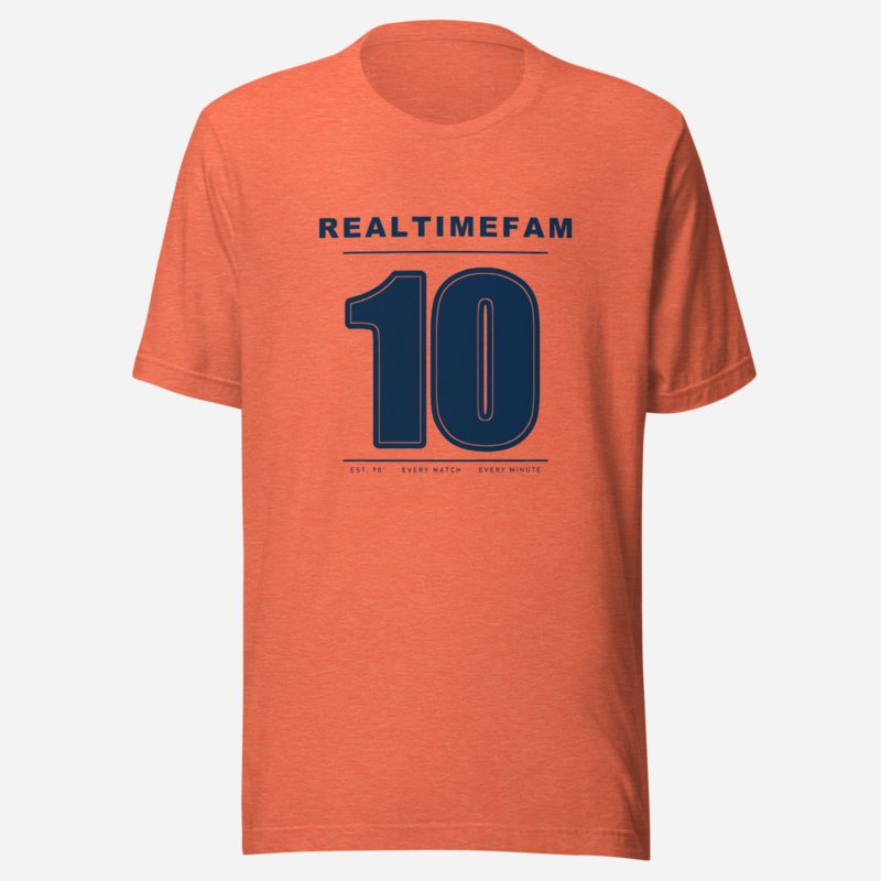 RealTimeFam Jersey Back 10 Matchday Tee in Heather Orange