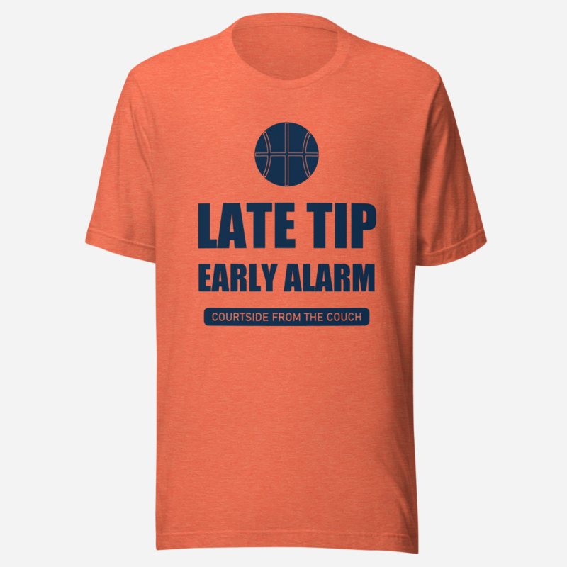 RealTimeFam Late Tip, Early Alarm Game Night Tee in Heather Orange