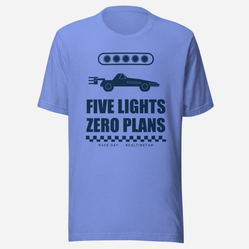 RealTimeFam Five Lights, Zero Plans Game Night Tee Heather Columbia Blue