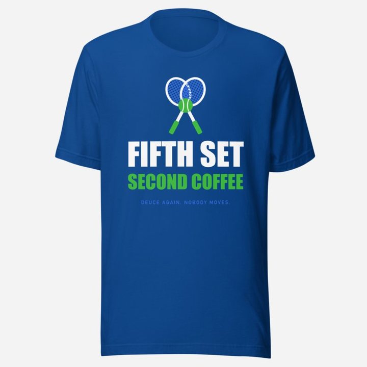 RealTimeFam Fifth Set, Second Coffee Game Night Tee in True Royal