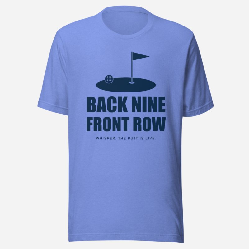 RealTimeFam Back Nine, Front Row Game Night Tee Heather Columbia Blue