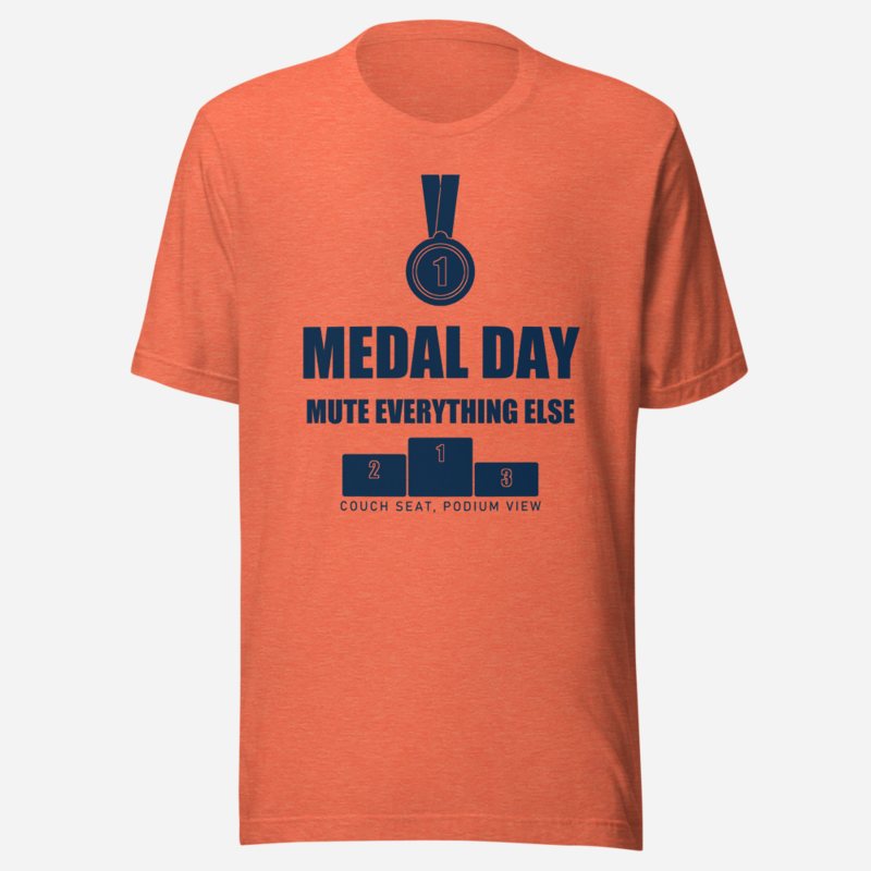 RealTimeFam Medal Day - Mute Everything Else Game Night Tee in Heather Orange
