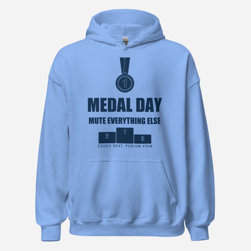 RealTimeFam Medal Day - Mute Everything Else Game Night Hoodie in Carolina Blue