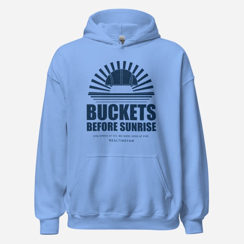 RealTimeFam Buckets Before Sunrise Fan Zone Hoodie in Carolina Blue