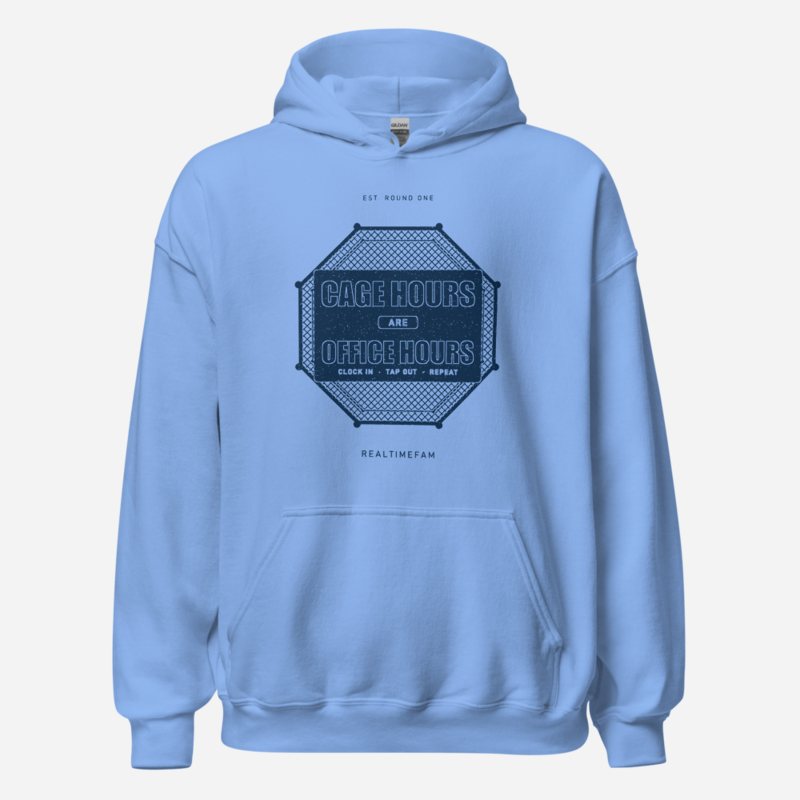 RealTimeFam Cage Hours Office Hours Fan Zone Hoodie in Carolina Blue