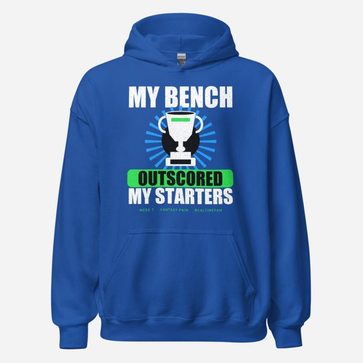 RealTimeFam My Bench Outscored Fan Zone Hoodie in Royal