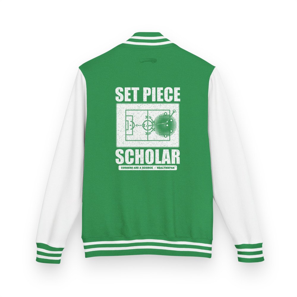 RealTimeFam Set Piece Scholar Varsity Jacket Kelly Green/Arctic White