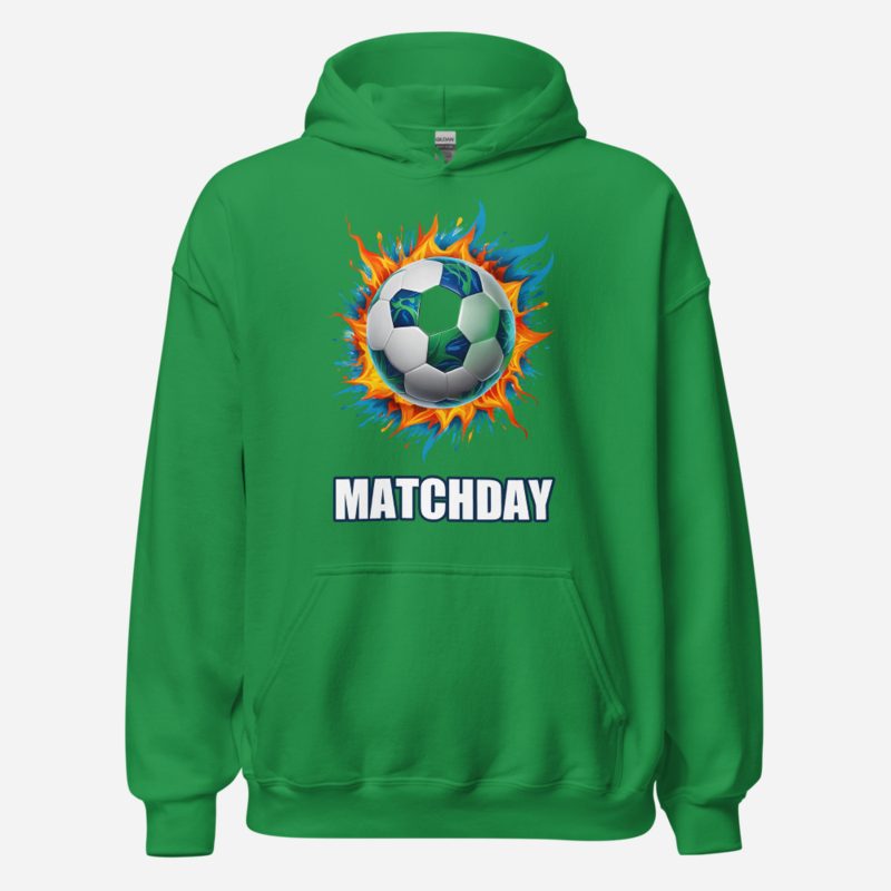RealTimeFam Matchday Ball Fire Hoodie in Irish Green